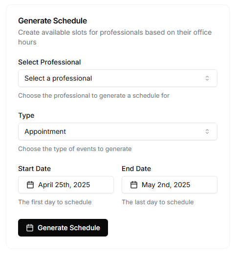 Generate Schedules