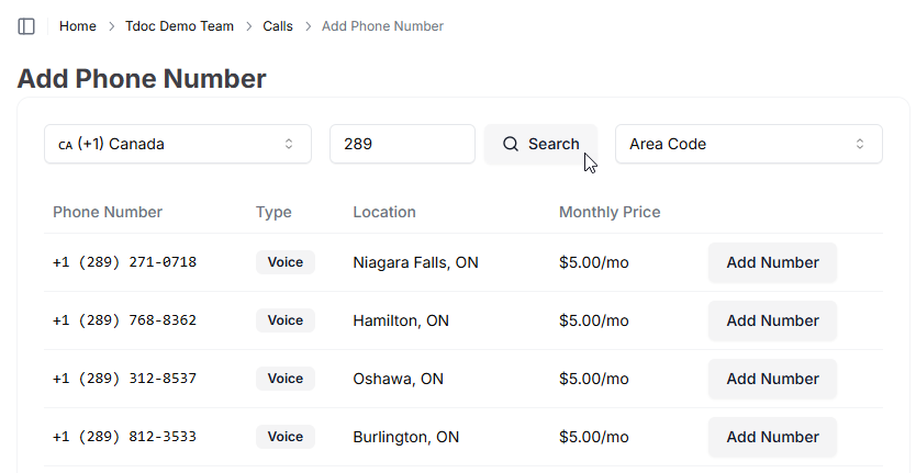 Search New Number