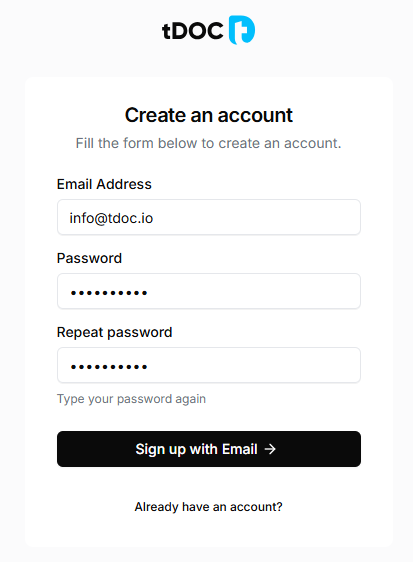 Sign up form