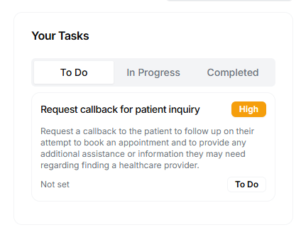 Dashboard Tasks