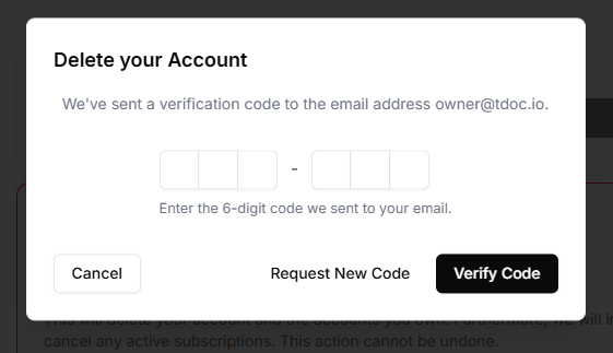 Profile Delete Verification Code