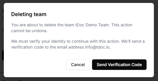 Delete Team Account Verification